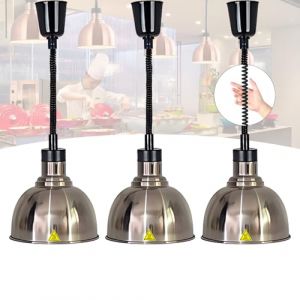 BOVDC Lampe Chauffante Cuisine Professionnelle, Lampe Chauffe Plat Cuisine Suspendu, 250W Lampe Chauffante Alimentaire R&eacute;glable Commerciale pour Cuisine, Restaurant et Buffet(A-25cm,3 Pi&egrave;ces) (吕梁市离石区旭升日杂店, neuf)