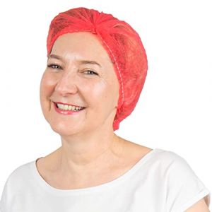 ARNOMED® Charlotte Cheveux Jetable 52 cm Rouge [100 PIÈCES] - Filet Cheveux Plastique pour OP, Cuisine & Hygiène - Bonnet à Usage Unique - Charlotte Alimentaire de Protection des Cheveux en Tissu (arnowa, neuf)