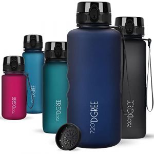 720°DGREE Gourde 2l “uberBottle“ +Tamis à Fruits, softTouch - Sans BPA, Anti-fuite - Bouteille d'Eau XXL - Water bottle, Bidon idéale pour Sport, Gym, Randonnée, Camping, Université, Yoga, Travail (Kaave, neuf)