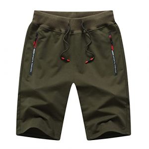 Tansozer Short Homme Sport Coton Ete Short Running Hommes Short Court Homme Jogging Fitness Tennis Shorts de Sport Homme avec Poches Armée Verte 3XL (YABING UG (haftungsbeschränkt), neuf)