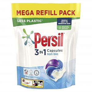 Persil Les capsules de lavage 3 en 1 non bio éliminent les taches la première fois pour un lavage doux près des peaux sensibles 1,350 kg (50 lavages) (The Marvellous Group, neuf)