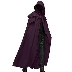 Wyongtao Cape pour Halloween Homme,Cape &Agrave; Capuche Style Gothique M&eacute;di&eacute;vale Manteau pour Halloween Manteau Cape Couleur Unie Grande Taille,Deguisement Carnaval (Wyongtao❖, neuf)
