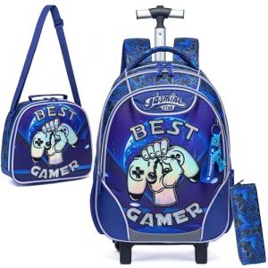 HTgroce Cartable a Roulette Enfant Sac à Dos avec roulettes CE1, 3 en 1 Sac a Roulette Maternelle Bagages Voyage Enfant Fille Garçon Primaire Maternelle Rouge Cars 3 pièces. (Lldaily EUR, neuf)