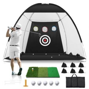 Filet de golf : filet d'entraînement de golf de 3 x 2,1 m pour la conduite dans le jardin, filet de frappe de golf avec tapis de golf tri-gazon, filets d'aide à l'entraînement de golf d'intérieur avec (changshashengshumaoyi, neuf)