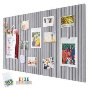 Grand tableau d'affichage autocollant en feutre - 60 x 40 cm - Tableau d'affichage décoratif en feutre - 0,9 cm d'épaisseur - Pliable - Tableau mémo - Décoration murale pour bureau, cuisine - Gris (yjspbsm-shop, neuf)