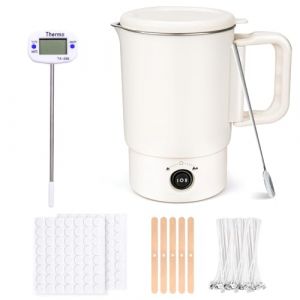 Spoyletto Fondeur de Cire Bougie, électrique Fondeur cire bougie pour Kit de fabrication de bougies, avec thermomètre, mèche de bougie, autocollant pour mèche de bougie, support de mèche et cuillère (Linying Meiqi Decoration Engineering Co., Ltd., neuf)