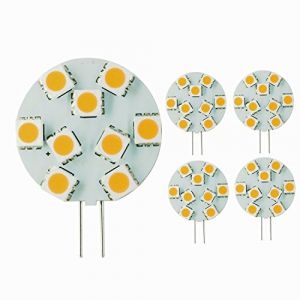 LIGHTEU, 5 x 2W Ampoules LED Super Lumineuse avec 9 SMD 5050, Prise G4/GU4, AC 12V / DC 10 - 30V, Couleur de la Lumi&egrave;re: Blanc Chaud [Classe &eacute;nerg&eacute;tique A++] (LIGHTEU GMBH, neuf)