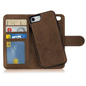 MyGadget Flip Case pour iPhone SE 2022 | 2020 | 7 | 8 - Coque Clapet détachable magnétique PU Cuir Support - Housse Portefeuille Book Cover Marron (DBSW Trading GmbH, neuf)