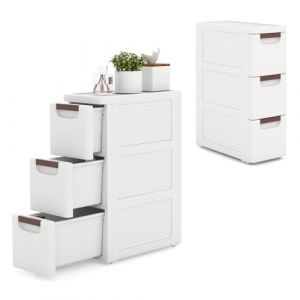 KOMFOTTEU Meuble de Rangement &eacute;troite avec Tiroirs, Colonne de Salle de Bain avec 4 Roulettes, Commode de Stockage Gain de Place, Plastique (3 Tiroirs, lot de 1, 42 x 19 x 57 cm) (Komfort GmbH, neuf)