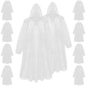 CityComfort Poncho Pluie Imperm&eacute;able Femme, Poncho Jetable Transparent Adultes - Multipack (Blanc - Lot de 10) (Get Trend., neuf)