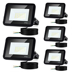 Tubiaz Éclairage de sécurité, 5PCS 50W Projecteur LED Extérieur 4250LM Spot LED Extérieur Puissant, 6000K Blanc Froid IP66 Etanche, Sécurité Spot led pour Stades, Usines, Parking (Sans prise) (idealnation, neuf)