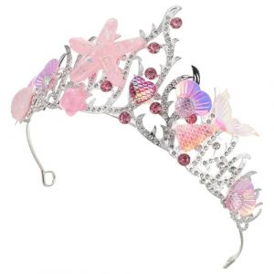 COLLBATH Couronne Sirène Strass et Coquillages Serrage-Tête Rose Motif Océan Accessoire Cheveux pour Anniversaire Fille Bandeau Costume Princesse Décorations Fête Thème Marin (JianLui, neuf)