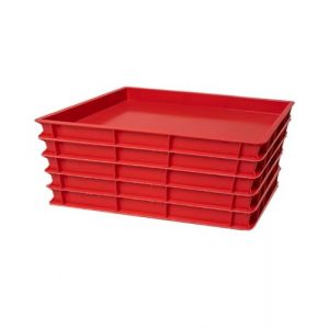 Pizza Lover Lot de 5 grandes boites a pate pizza avec couvercles 60x40x7 cm rouges Bac fermentation empilable alimentaire pour pate pizza et pain (Gastro Service Profis, neuf)