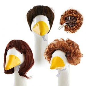 Nixiara Perruques d'oie, perruque de cheveux d'oie, costume de perruque pour statue de pelouse | Accessoires de d&eacute;coration de jardin d'ext&eacute;rieur pour jardin, lot de 3 figurines de terrasse, costumes (peiz, neuf)