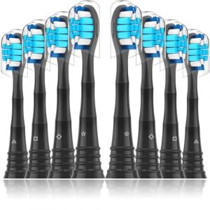 Sulkiwe Têtes de Brosse à Dents Electrique Compatible avec Philips Sonicare, Brossettes de Rechange Compatible avec ProtectiveClean, Diamond, HealthyWhite, FlexCare EasyClean, Noir 8pcs (AREMAL, neuf)