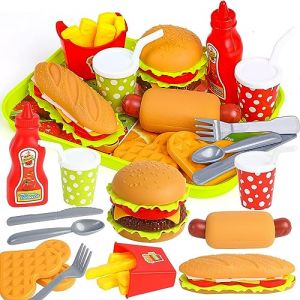 DERAYEE Hamburger Jouet, Groupe Nourriture Jouet Dinette Enfant Aliments pour Garçon Fille, Cadeau Éducatif (DERAYEE, neuf)