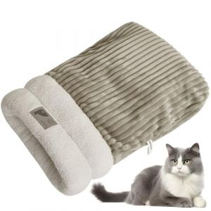 Sac de Couchage pour Chat,Sac de Couchage D'hiver pour Chat Chat D'intérieur,Couverture en Coton Ultra doux Lavable pour Chat et Chien,360 ° Enveloppant Confortable pour Animaux (Brun 54 * 45 cm) (jinbohan123, neuf)