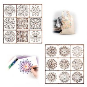 UZYXC 18 Gabarits Mandala, Gabarits Mandala pour Décoration Murale, Gabarits pour Peinture Mandala, Gabarits pour Peinture Diy, Décoration, Scrapbooking, Ornements (hulingle, neuf)