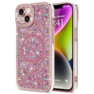 Lafunda Coque Compatible avec iPhone 14 Paillette Cristal Antichoc &Eacute;tui avec Brillante Diamont pour Femmes et Filles Coque de Protection pour iPhone 14 Rose (ukyisizan, neuf)