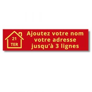 Plaque Bo&icirc;te aux Lettres Personnalis&eacute;e Adh&eacute;sive - Nom Grav&eacute; PVC R&eacute;sistant - 10x2.5cm Gris Alu M&eacute;tallis&eacute; - 1 &agrave; 3 Lignes pour Maison Num&eacute;ro Rue (Rouge/Jaune) (Univerdeal, neuf)