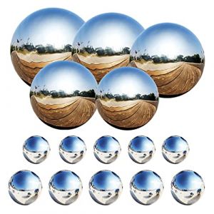 Counius 15 pcs Boule de Jardin en Acier Inoxydable Poli Effet Miroir Boule Creuse 25-120 mm Silver éclat Lisse et Flottante Boule d'étang pour étang Ornement de Jardin (counius, neuf)