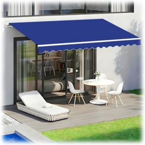 Tissu De Rechange pour Store Banne Rétractable Manuel Toile pour Store Banne De Terrasse Toile D'Auvent pour Extérieur en Polyester Issu De Remplacement pour Auvent Balcon(Bleu Foncé,7x2.0m) (MMYMY, neuf)