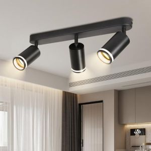 CHENBEN Plafonnier Led 3 Spots,Compatible GU10,Spots de Plafond avec Anneaux Orientable Moderne Noir &eacute;clairage de Plafond Convient &agrave; La Chambre &agrave; Coucher Au Salon et &agrave; La Cuisine (Sans Ampoules) (CHENBEN Lighting Store, neuf)
