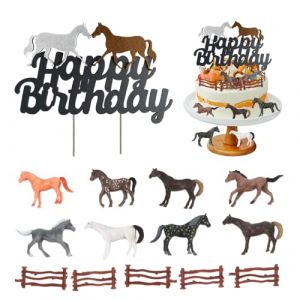 SZSMW Paquet de 15, Décoration de Gâteau Anniversaire Cheval - Adapté aux Déco de Fêtes de Chevaux, Aux Soirées à Thème Animalier, Réutilisables (SANGMOWAN, neuf)