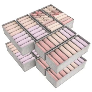 Lifewit Lot de 12 Organisateur Tiroir pour Commode, Separateur de Tiroir Pliable, Boite Rangement vetement, Panier Rangement pour Sous-Vetements, V&ecirc;tements d'enfant, Chaussettes, Cravates, Gris (Lifewit Home FR, neuf)