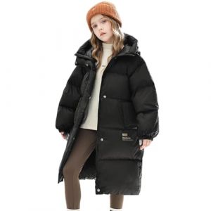 Lengender Doudoune Surface Brillante Manteau Fille Chaud Blouson Hiver Automne Parka à Capuche Fausse Fourrure Veste de Sport Ski Neige (FR/ES, Numérique, 160, Taille normale, B Noir) (FindPitaya, neuf)