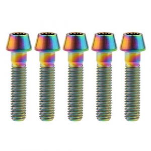 Ruifu Lot de 5 boulons &agrave; t&ecirc;te hexagonale M8 x 15 20 25 30 35 40 45 50 mm en titane Gr5 conique Pas 1,25 mm DIN912 Ultral&eacute;gers (M8 x 35 mm, arc-en-ciel) (Fashion F&S, neuf)