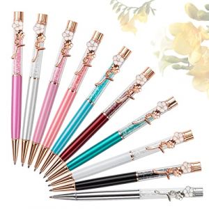 Stylos &agrave; Bille M&eacute;tal fleurs,Stylos &agrave; Bille strass Brillants Stylo,Stylos Mignons en M&eacute;tal pour Femmes,R&eacute;tractable Stylos &agrave; Bille,1.0 mm,plusieurs couleurs,pour &Eacute;cole Fournitures de Bureau (Rose) (ZRY., neuf)