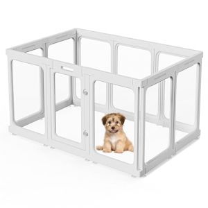 SISKEYCOOC - Lot de 10 enclos pour chiots en plastique acrylique transparent - 75 cm - Avec porte - Pour l'intérieur - Facile à nettoyer - Pour chiens de petite et moyenne taille (wodyarld, neuf)