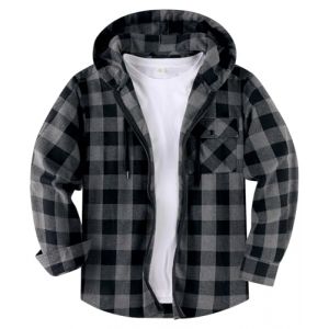 SwissWell Chemises Flanelle pour Hommes &agrave; Capuche Chemises &agrave; Carreaux Chemise Manches Longues avec Fermeture &eacute;clair Chemise de B&ucirc;cheron pour Le Travail Randonn&eacute;e Camping (Luckyseller4, neuf)