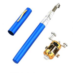 Mini Canne &agrave; Peche Moulinet Combo Kit, Canne &agrave; p&ecirc;che et Moulinet T&eacute;lescopique, Stylo P&ecirc;che Pliable avec Moulinet R&eacute;glable pour la P&ecirc;che Eau Sal&eacute;e et Douce en Excursion (Voda FR, neuf)