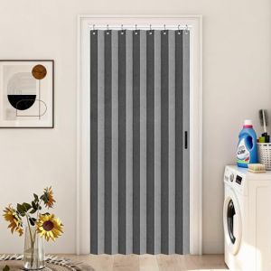 Vatge Rideau de Placard pour Placard Ouvert, Rideaux pliss&eacute;s pour Porte, s&eacute;parateur de pi&egrave;ce d'intimit&eacute;, 1 Rideau avec Embrasse, 99 x 198 cm, Gris (Bunaner, neuf)