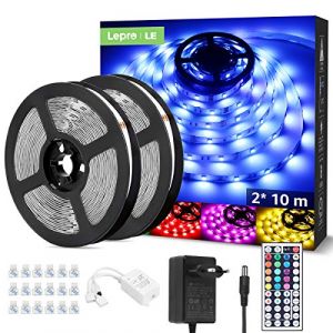 Lepro Ruban à LED 20M RGB Multicolores LED Strip avec Télécommande Décoration d'Armoire pour Maison Chambre Cuisine, Découpable，SMD 5050 12V (2 * 10M) (Lepro FR, neuf)