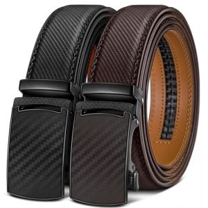 KEMISANT Ceinture Homme 2 Pi&egrave;ces, Ceinture Automatique en Cuir pour Hommes Largeur 35mm Cadeau Box,Taille Ajustable(Noir/Marron Fonc&eacute;,140cm/42-48" taille r&eacute;glable) (KEMISANT, neuf)