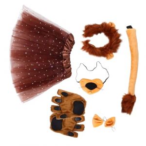 SAFIGLE 1ensemble Costume De Lion Complet Avec Tête Queue Et Jupe Pour Carnaval Et Halloween Ensemble De Déguisement Animal Amusant Pour Garçon Fille Et Adultes (Grand Di, neuf)