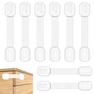 Septeamay Lot de 8 Bloque Porte B&eacute;b&eacute;, Securite Placard Enfant avec Adh&eacute;sif Fort, Bloc Porte Securite Bebe, Bloque Tiroir Placards S&eacute;curite Protection Bebe pour armoires, tiroirs, r&eacute;frig&eacute;rateur- blanc (SEPTech, neuf)