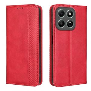 EASSGU Coque pour Honor 200 Smart/Honor X7C (6.8" inches), Etui Flip Folio en Cuir PU avec Interrupteur Magn&eacute;tique, [3 Fentes pour Cartes] [1 Portefeuille] Housse - Rouge (EASSGU, neuf)