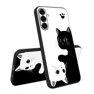 HopMore Coque pour Samsung Galaxy A56 5G Noir &Eacute;tui avec Motif Etui de Protection en Silicone Mince Souple Housse Antichoc Douce Case pour Samsung A56 5G Cover, Chat Noir & Blanc (HopMore, neuf)
