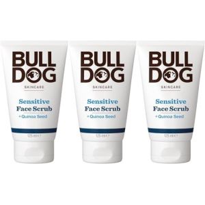 BULLDOG Soins de la peau - Gommage visage sensible pour homme - Gommage exfoliant aux graines de quinoa - 125 ml x 3 (Venture Blue, neuf)