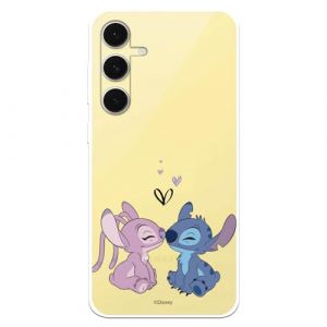 Coque compatible avec Samsung Galaxy S24 FE Officielle Disney Angel & Stitch Baiser pour protéger votre téléphone portable Coque en silicone transparente souple sous licence officielle Lilo & Stitch (La Casa de Las Carcasas, neuf)