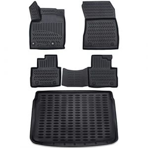 ELMASLINE 3D Tapis de Sol et Tapis de Coffre pour Nissan Qashqai (J12) 2021-2025 (Plancher de Chargement sup&eacute;rieur) | Ne rentre Pas dans E-Power !!! | Tapis de Voiture et Bac de Coffre (herneland, neuf)
