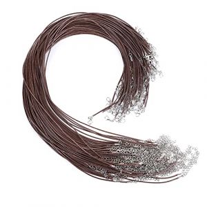 VEGCOO 40 Pcs Cordon de Collier Wax Cordon de Collier en Cuir Artificiel Collier Mousqueton en Corde Tress&eacute;e DIY Collier Pendentif Accessoires Cordon de Collier Unisexe (Burn) (InnoTechs, neuf)
