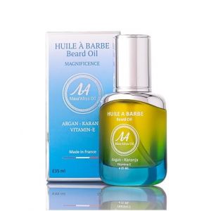 Mass Aliya Oil |N°1|Huile à Barbe-4 huiles&parfum sans alcool MADE IN FRANCE-favorise la croissance-nourrit.Ricin-Jojoba-Argan-Karanja-Vitamine E-Soin Barbe et Moustache-35ml (Parfum Magnificence) (MAO COMPANY UE, neuf)