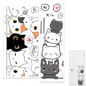 EUYKQNOI Sticker Mural Chat 3D【2PCS】- Autocollant Porte Salle de Bain & Chambre Enfant - Déco Murale Amovible pour Garçon/Fille - Motif Chats Superposés (QSDMY, neuf)