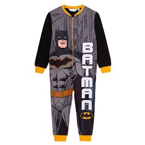DC Comics Combinaison Batman en Polaire pour gar&ccedil;on - Pyjama Tout en Un - avec Fermeture &eacute;clair - V&ecirc;tement d'int&eacute;rieur, Noir, 9-10 Years (Lora Dora, neuf)