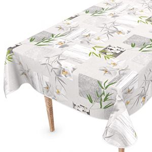 Nappe de table en toile cir&eacute;e, lavable, avec ourlet, motif orchid&eacute;e spa, facile &agrave; entretenir, 160 x 140 cm (anrotradegmbh, neuf)